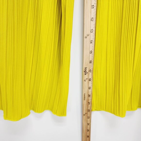 Rafaella Womens Wide Leg Pleated Pants M Yellow Olive  Comfortable Fit - Picture 7 of 11